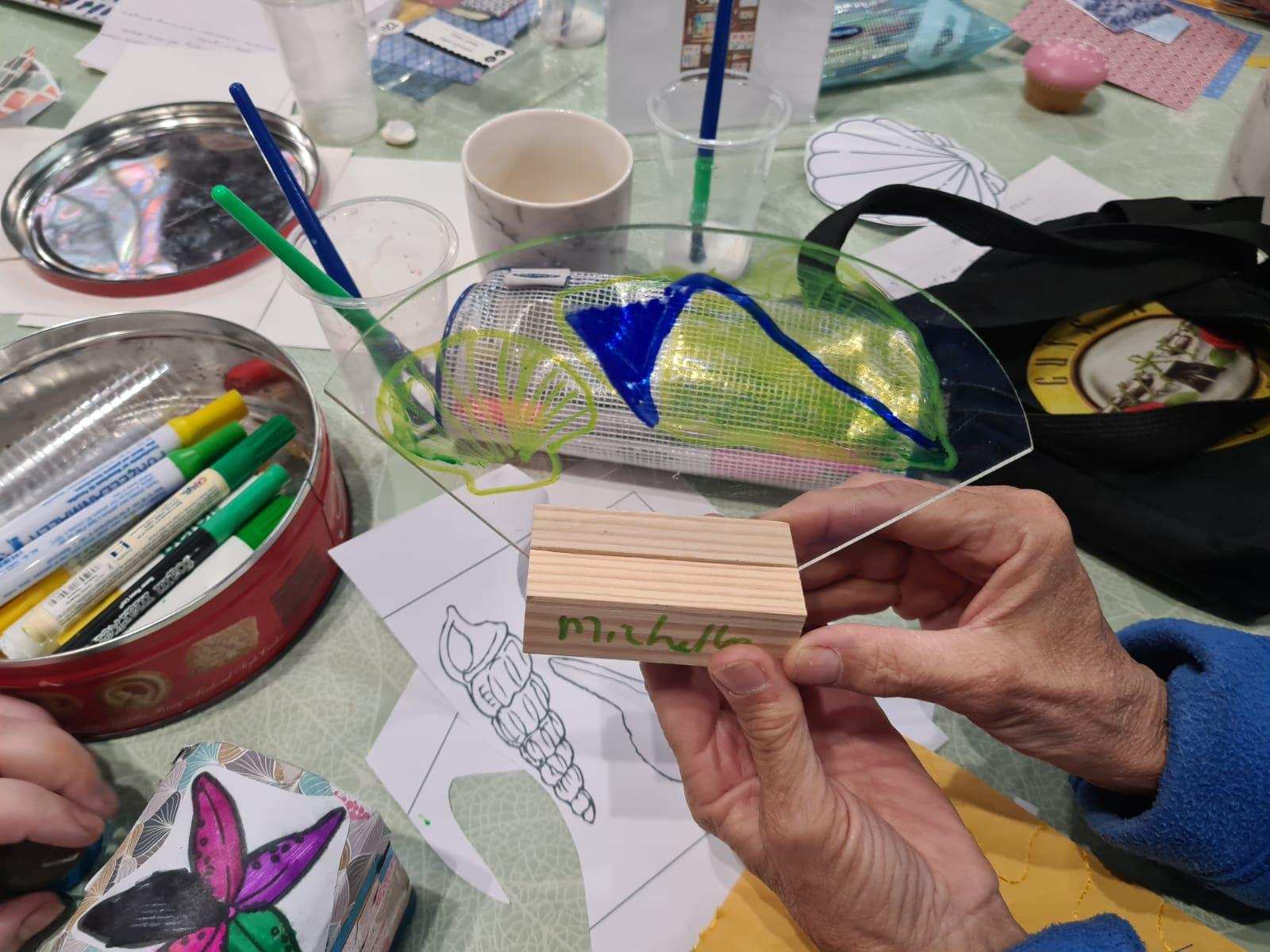 An arts and crafts table at the Creative Café